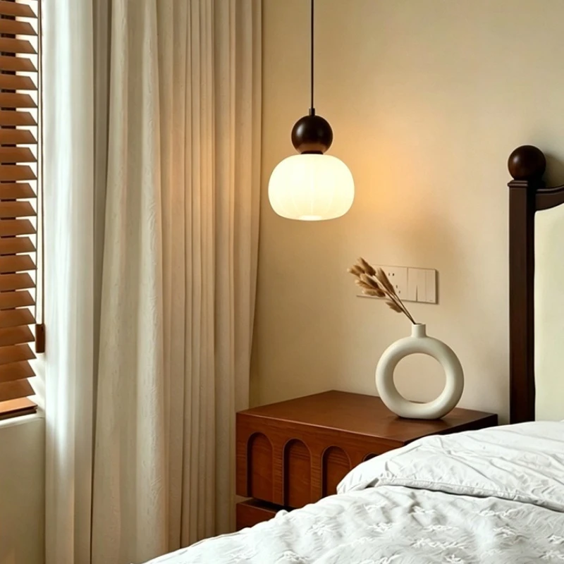 Walnut Wood Pendant Light, Wabi-sabi Modern style, Dining Room lighting for Bedroom, Bedside, Living, Dining Room, Showcase