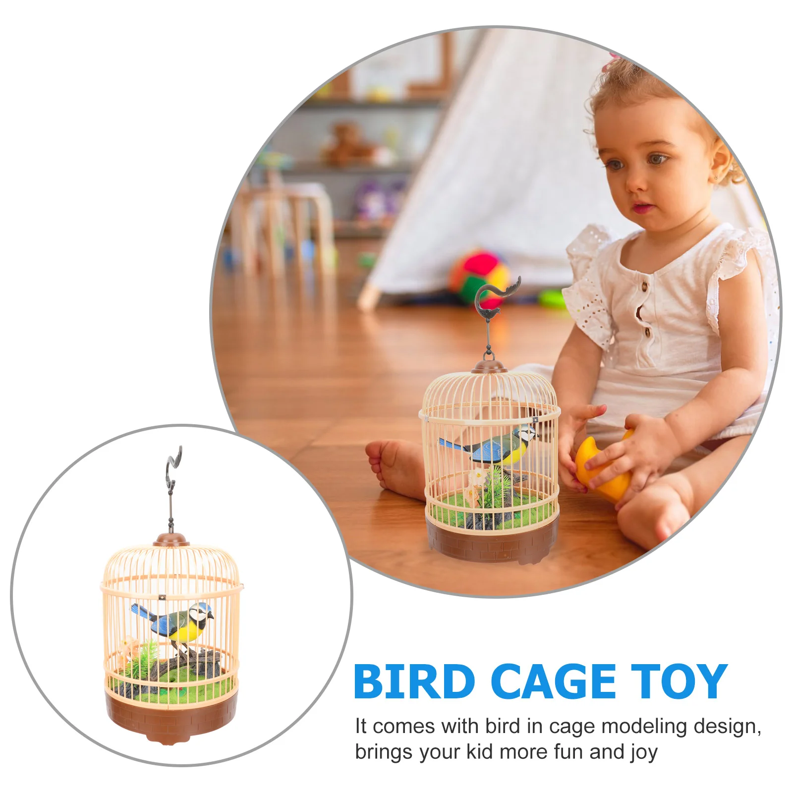 Non-deformable Toy Simulation Chirping Bird Electric Cage Decorate Funny Acoustic Interactive Singing Plastic