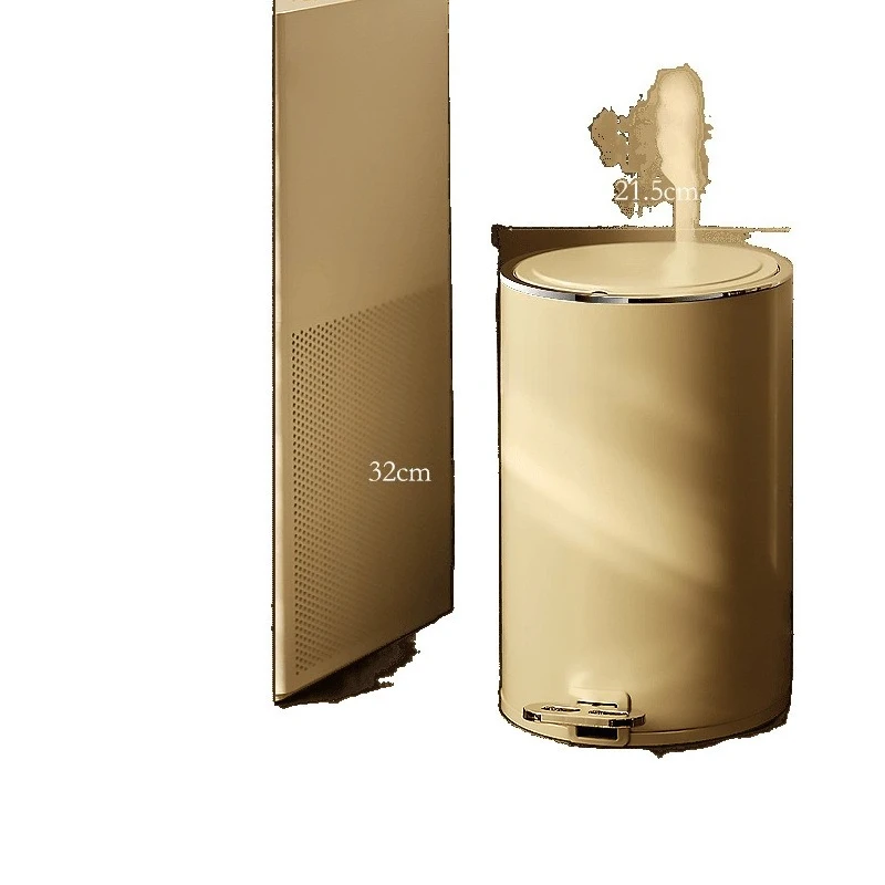 

Cream wind trash can, household, foot pedal, with lid