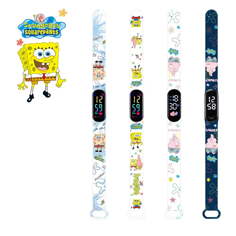 New SpongeBob Children Bracelet SquarePants Cartoon Anime Kids Watches Toy Touch Waterproof Electronic Clock Gift