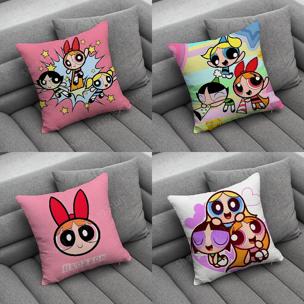 P-PowerpuffS Cute Girls Pillow Case Soft Cushion Cases for Farmhouse Sofa Decor Home Decorations and Protector