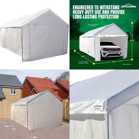 Inflatable Garage Cover with Sidewalls, White, Ideal for Outdoor Storage and Carport Protection, Caravan Canopy Tent Accessories