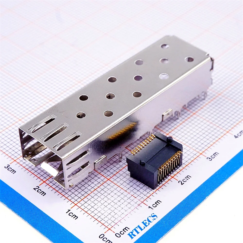 2 5 20 Pcs SFP Cage 1x1 Press-Fit  Solder PCB Right Angle Through Holes Cross 2227302-1 for Mini 20 Pin Receptacle 1367073-1