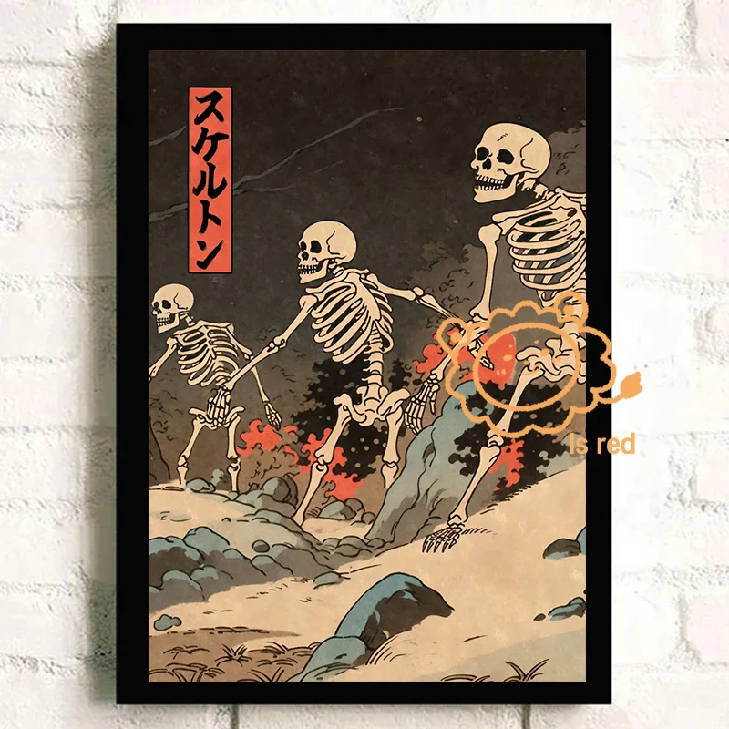 Halloween Woodblock Prints Poster Spooky Ghost Yurei Obake Japanese Rising Skeletons Canvas printing Wall decoration painting