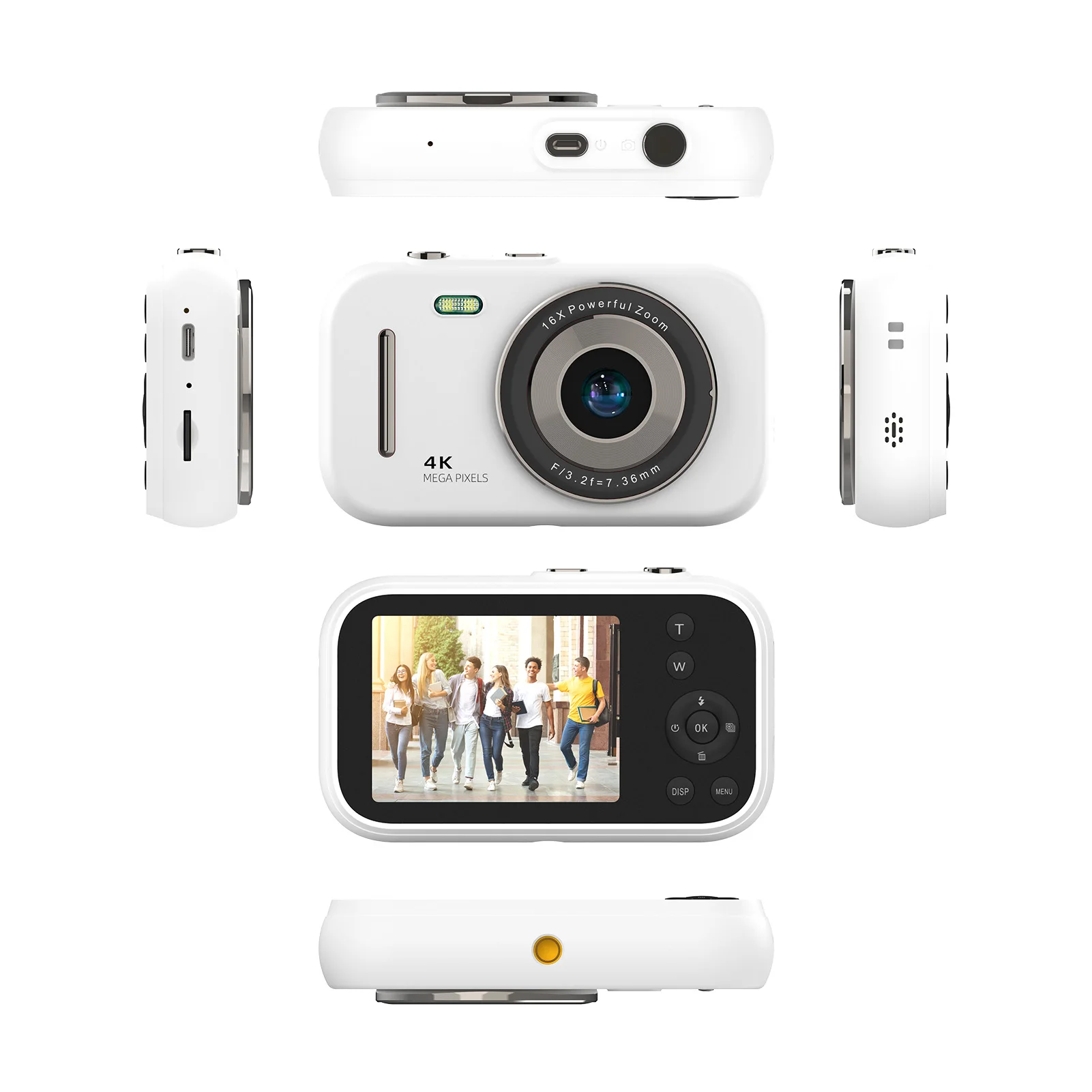 كاميرا رقمية 4K كاميرا فيديو رقمية محمولة 48 ميجابكسل 2.8 بوصة شاشة IPS 16X تكبير هدية للأصدقاء الطلاب المراهقين