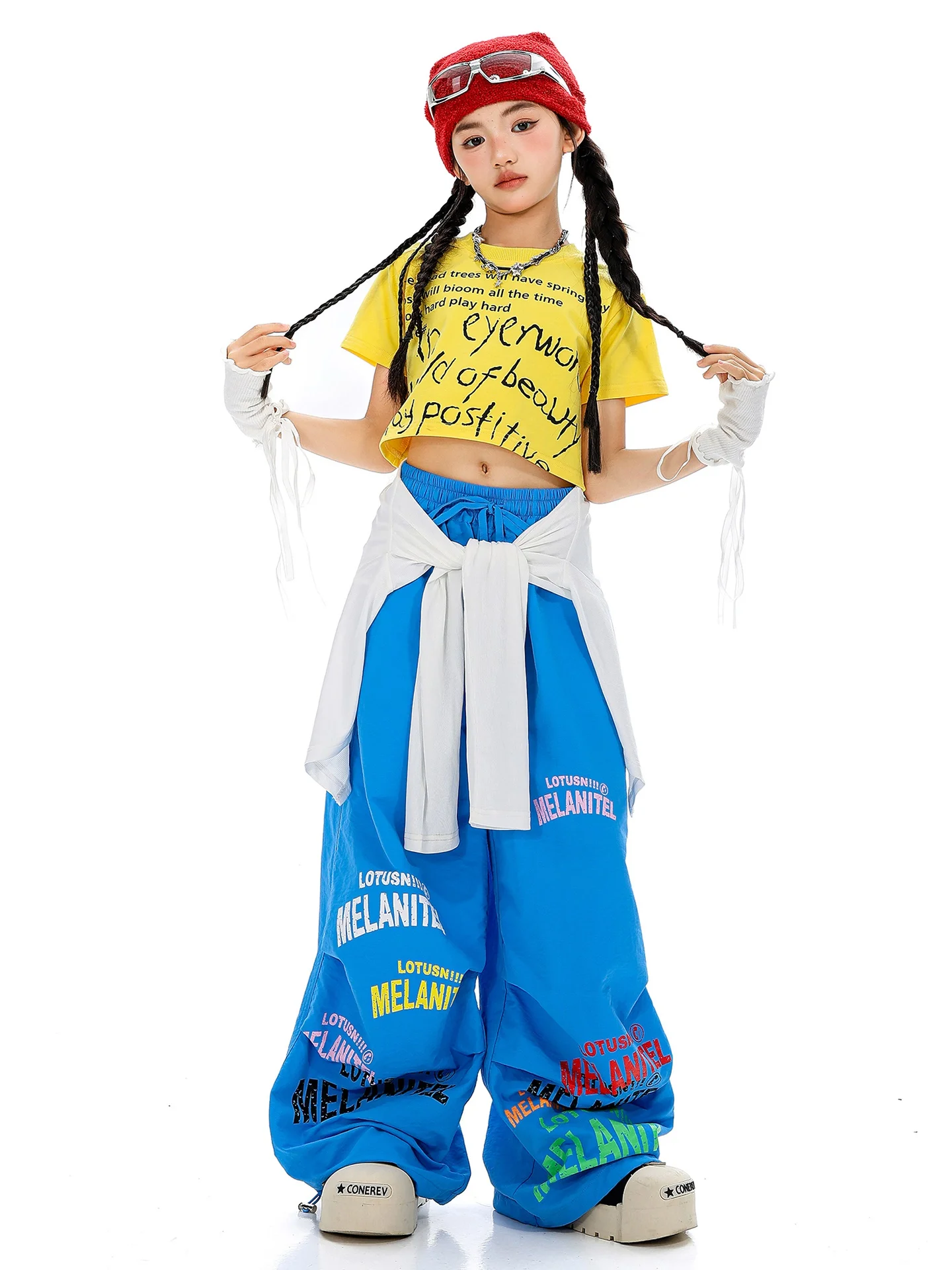 Dopamine Girls Hiphop Group Jazz Dance Performance Clothes Loose Short Sleeve Top Pants Street Dance Costumes Wear DQL11201