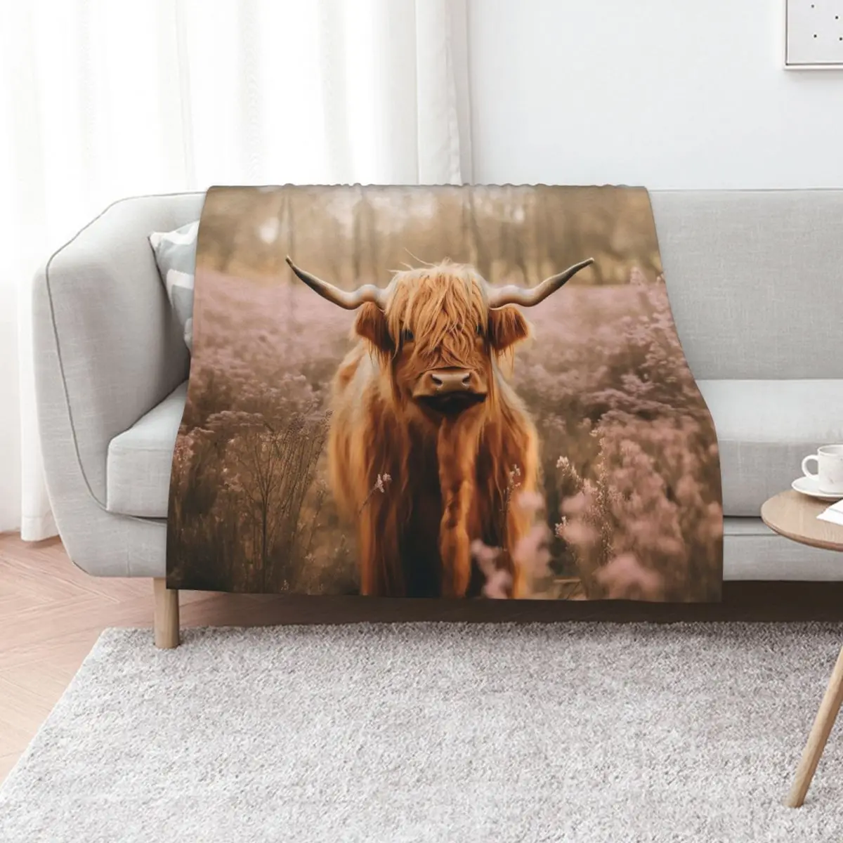 Rustic Boho Highland Cow Tote Bag by NoarusRainbowLand - Cute Country Style Throw Blanket Heavy anime manga Blankets