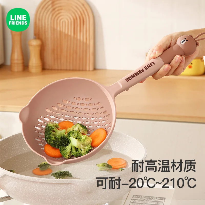 New Kawaii Brown Bear Sally Cony Large Colander Anime Cute Home Non-Stick Anti-Scalding Long Handle Draining Mesh Skimmer Spoon