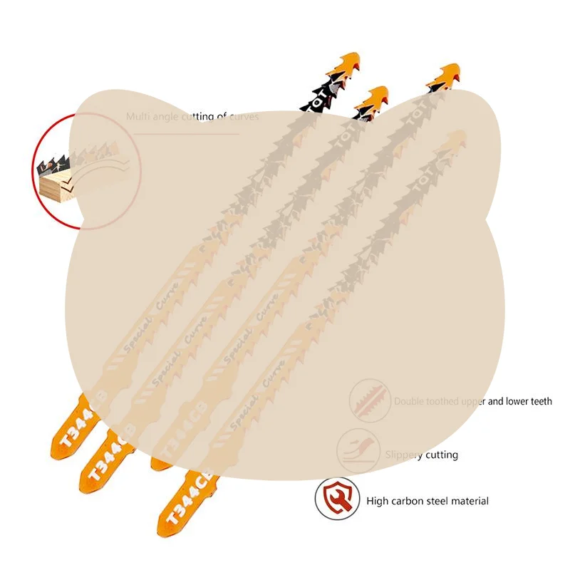 Double-Sided Jigsaw Blades T344CB Heat Resistant Sharp Edges for Efficient Curved Cutting Carpenter Small Wood Craft Projects