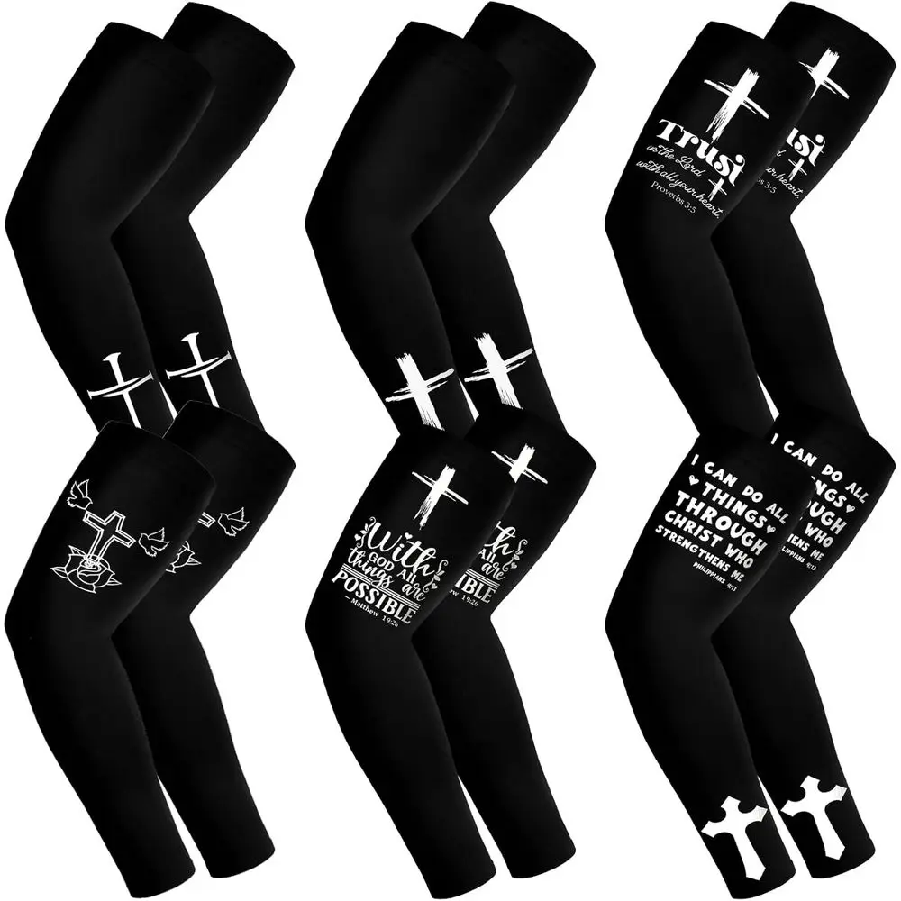 

Youth Christian Baseball Arm Sleeves - 6 Pairs for Jesus-Themed Sports Accessories