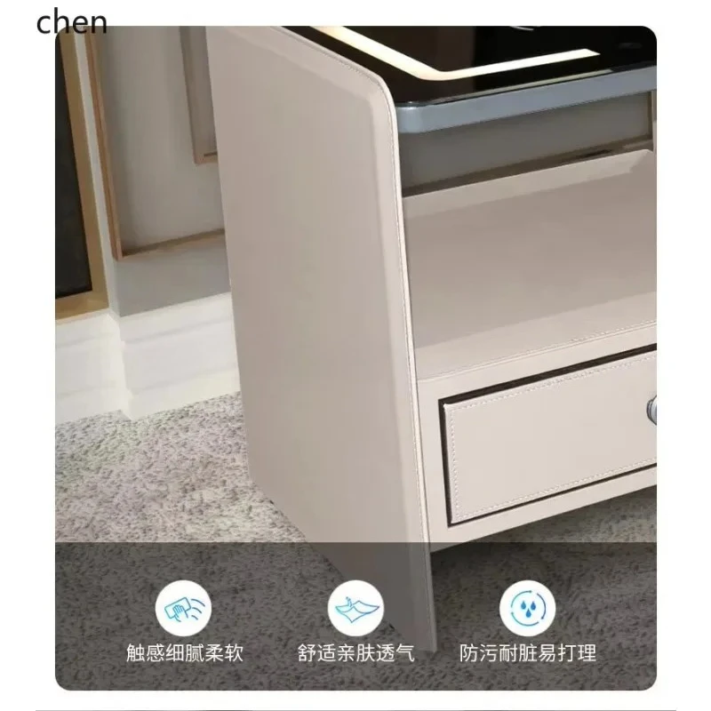 PYH Multifunctional Bedside Table with Fingerprint Password Touch Control and Wireless Charging