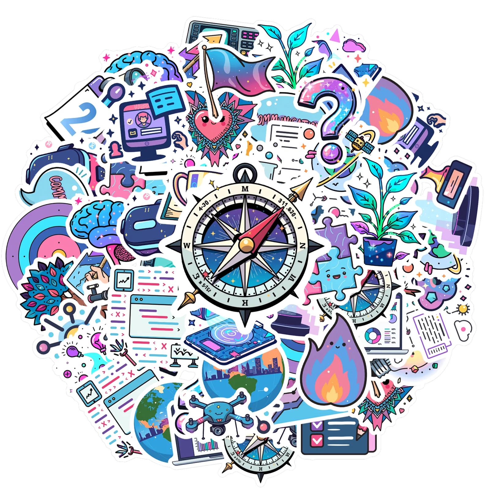 35 قطعة-100 قطعة ملصقات الكرتون اليقظة ملصقات العلوم الملونة اللوازم المدرسية لأجهزة الكمبيوتر المحمول الأمتعة سجل القصاصات #1