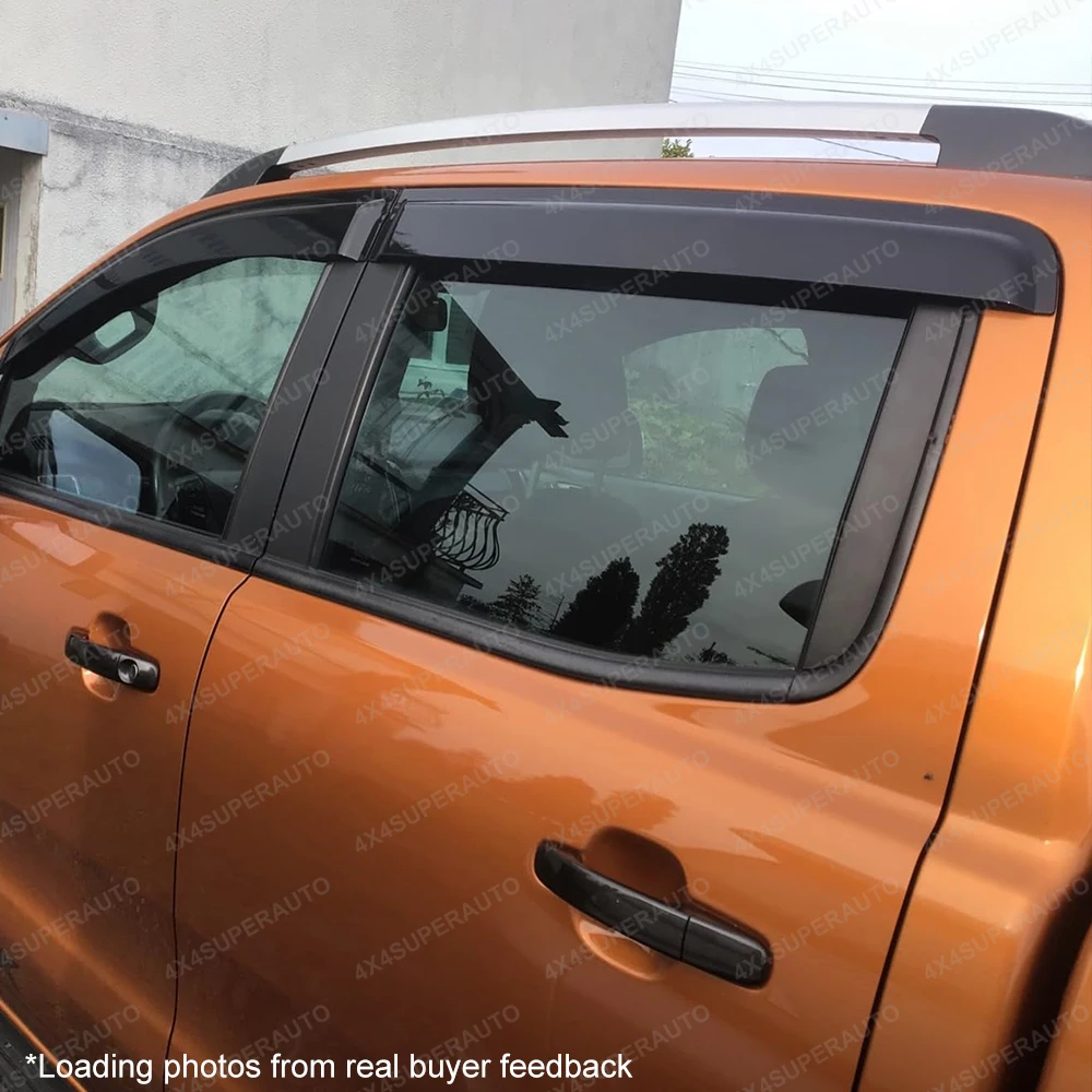 Window Deflector Rain Guard For Ford Ranger 2012~2022 Wildtrak Raptor XLT XL T6 T7 T8 Side Window Deflectors Smoked Black 4PCS