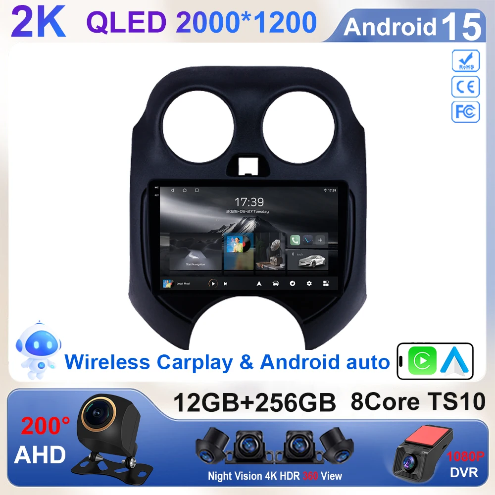 

Android 15 Car Radio For Nissan Sunny Versa c17 2012 - 2014 Multimedia Navigation System GPS Carplay Central Player BT No 2 Din