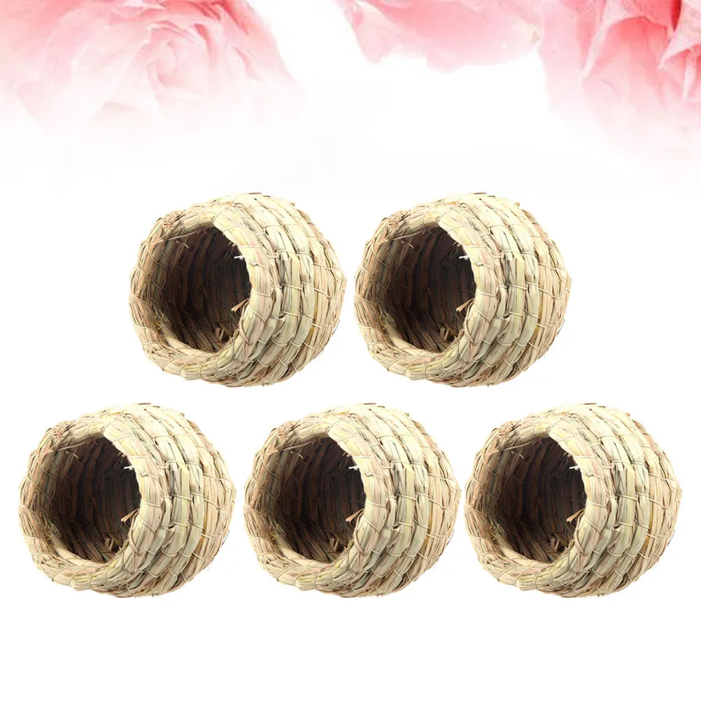 

5pcs House Straw Breeding Birds Natural Material Canary Parrot Nesting Place Supplies Lark Yellowbird Nest Bird Nesting Box