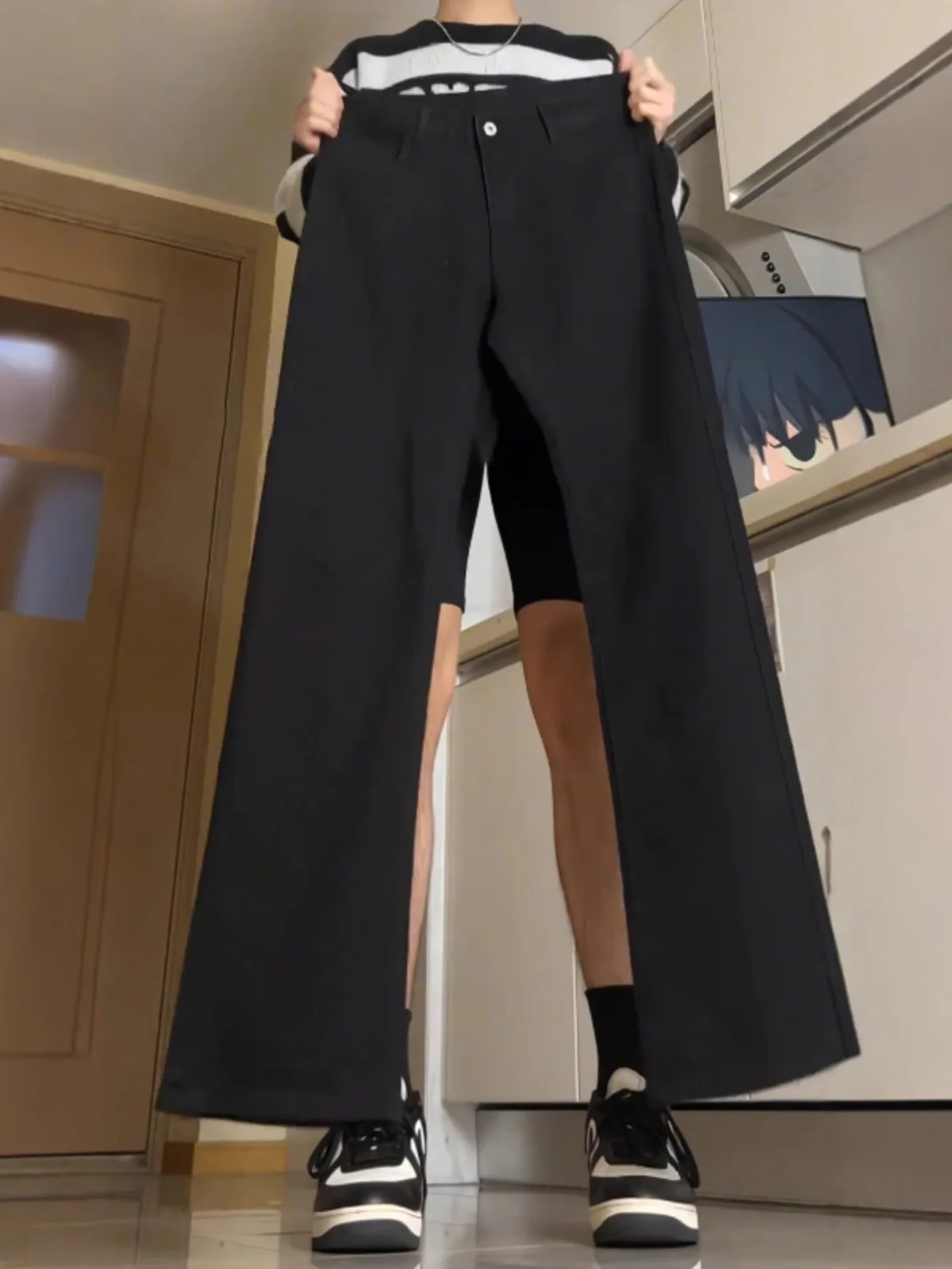 

Джинсы Cleanfit Bla Knife, прямые, зауженные, в американском ретро-стиле, весна-осень, молодежные, из смесового хлопка и полиэстера