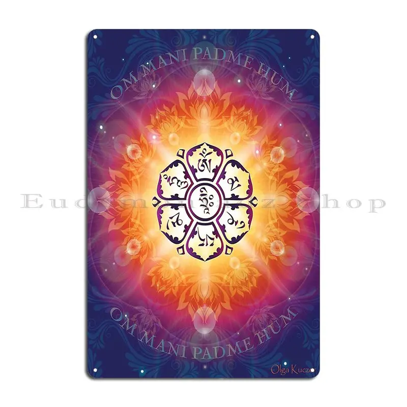 Om Mani Padme Hum Embodiment Of Compassion Metal Signs Party Wall Pub Pub Garage Decoration Character Tin Sign Poster