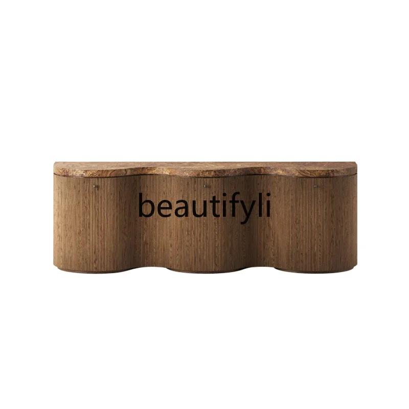 

FFMedieval solid wood dining side cabinet integrated wall locker retro decorative cabinet ash wood multi-layer storage cabinet
