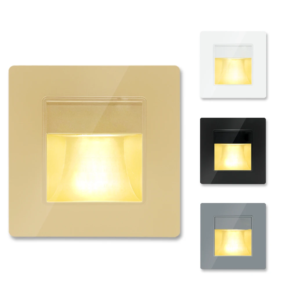 SANDIY Sensor Stairs Lamp Recessed Wall Night Light Corridor Step Lighting Fixture Motion Detect Interior Wall Light with Box 2W