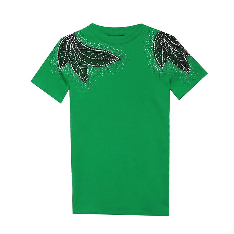 Cseta de Manga Corta con Cuello Redondo y Ajuste Entallado para Mujer, Diseño Hueco con Encaje y Adornos de Diamantes, Nov...