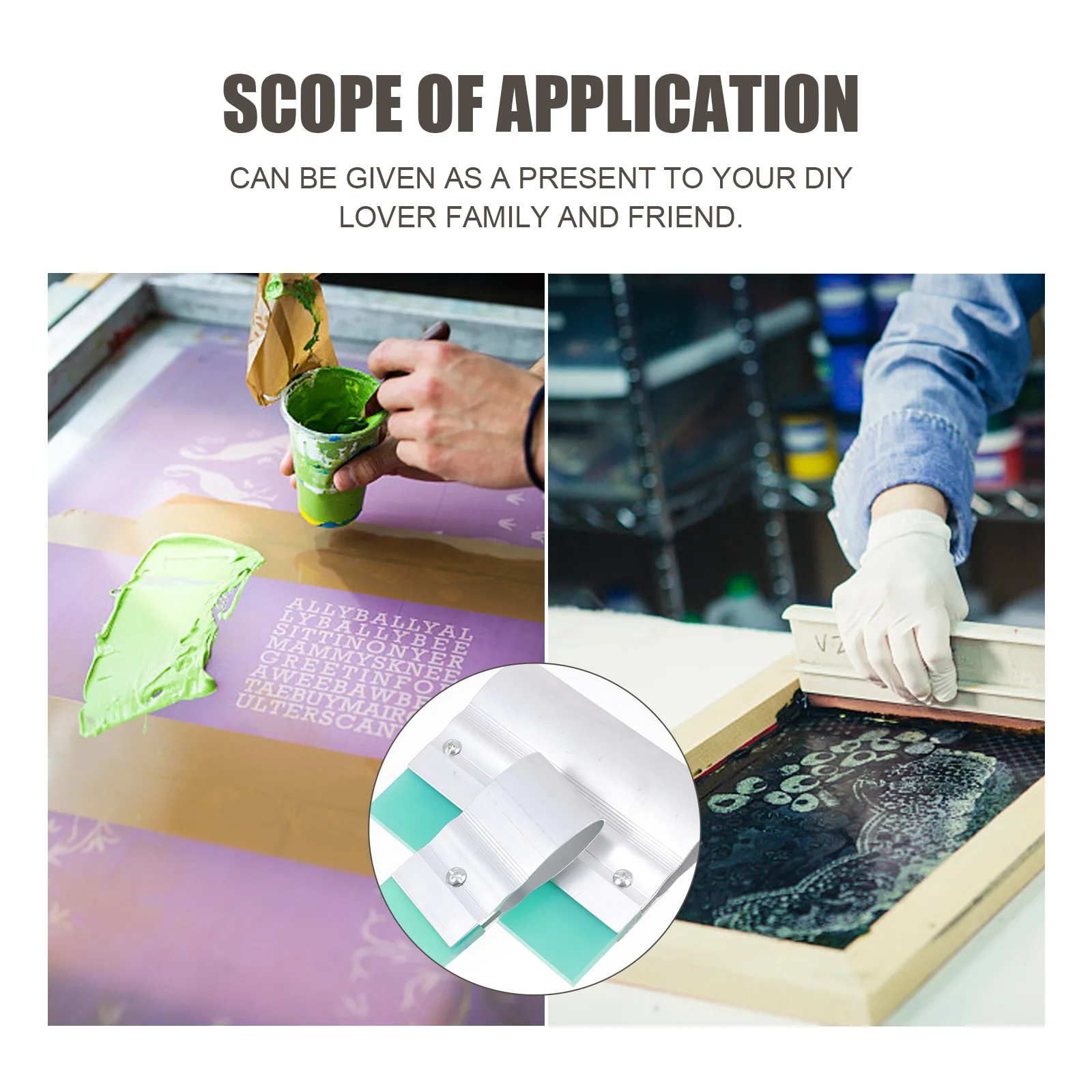 2 Pcs Screen Printing Scraper Scraping Plates Ink Silk Durable Aluminium Handle Rubber Blade Supply