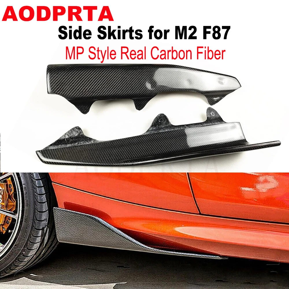 3k Twil Real Carbon Fiber Side Skirts Bumper Extension Lip Splitters CupWings for BMW 2 Sereis M2 F87 M2C 2016-2021 MP Style