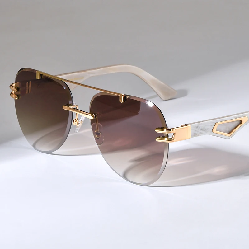 HEPIDEM Buffalo Horn Sunglasses Men Famous Luxury Brand Design Rimless Sun Glasses Diamond Eyewear Buffs Frameless Eyeglasses 39 - view 2