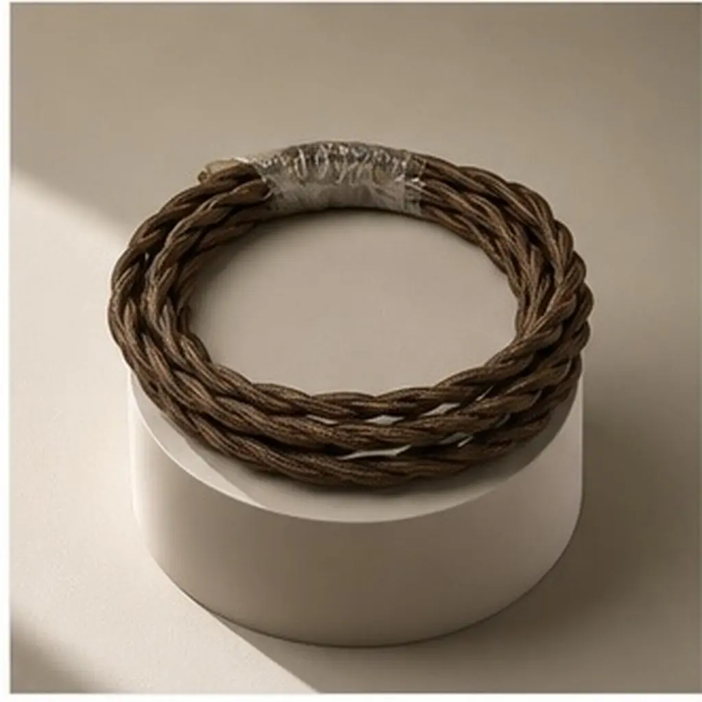 Vintage Cloth-Covered Lamp Cord 5M Coffee Color Twisted Electrical Wire for DIY Lamps, Fans & Radios