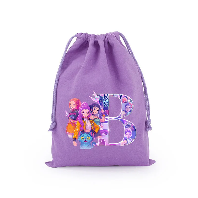 Kpop demon hunters bolsa com cordão para presente de festa, bolsa de cosméticos para crianças, armazenamento de desenhos animados, bolsa organizadora de tecido, bolso de higiene pessoal