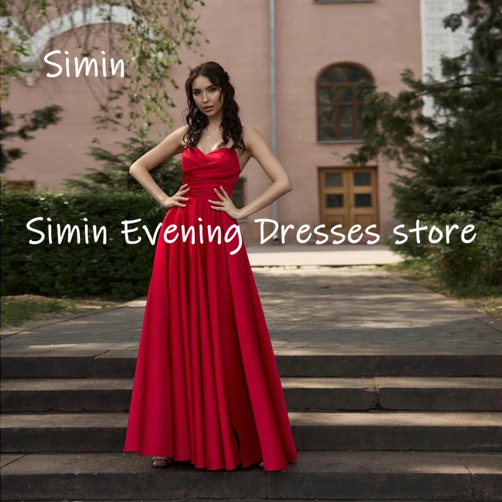 Simin Satin A-line Sweetheart Populer Ruffle Formal Prom Gown Floor-length Evening Elegant Party dresses for women 2023