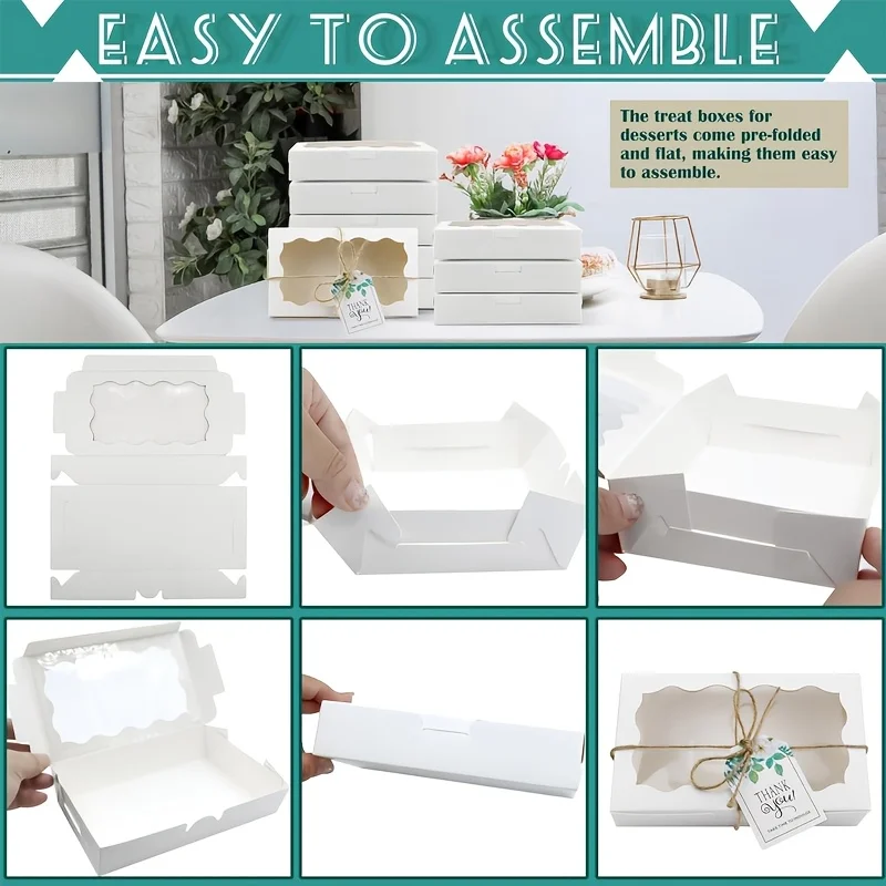 Gift for Her/Him 20pcs Cookie Boxes with Clear Window, Candy Boxes Premium Pastry Boxes for Cookie Packaging, Dessert, Donuts