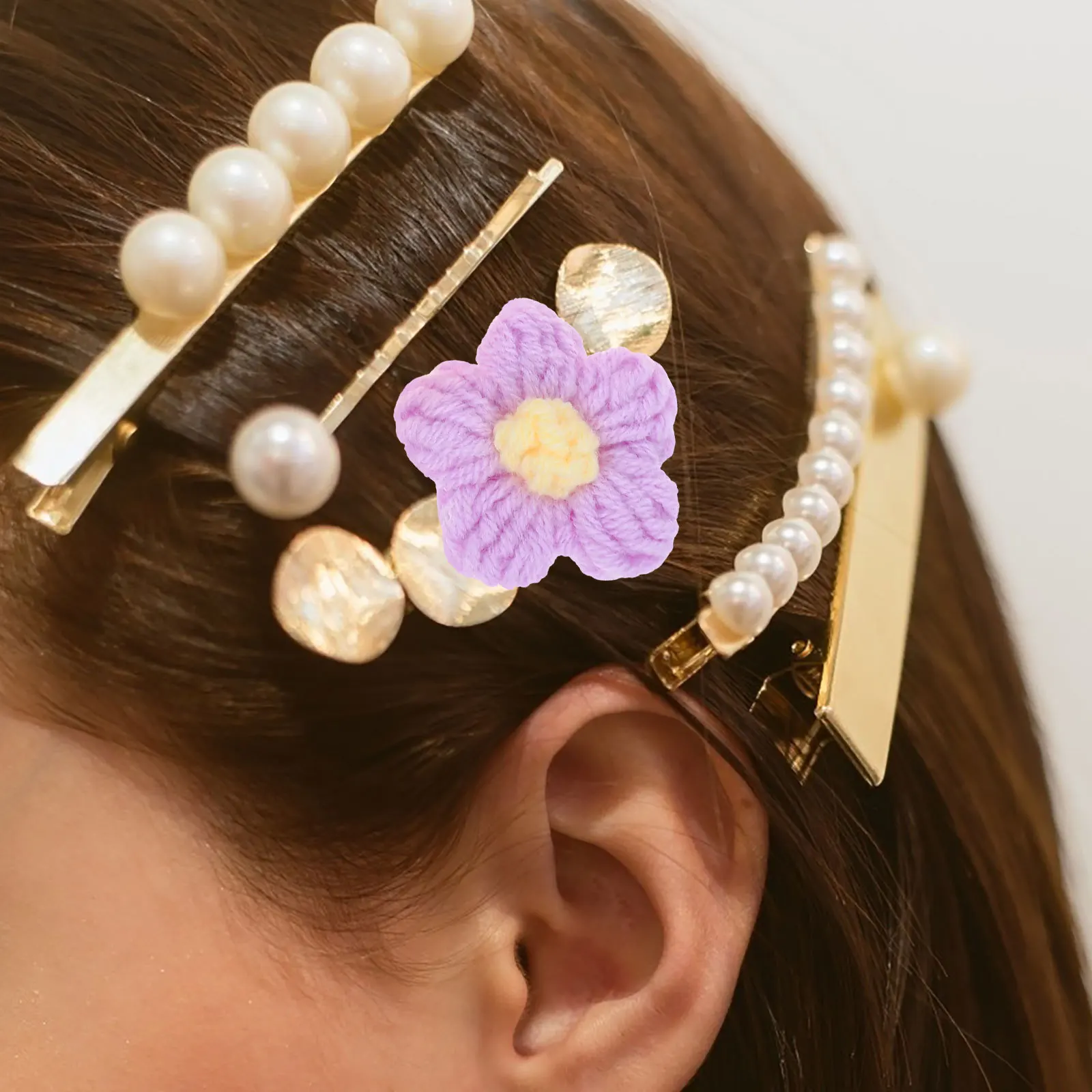 

50Pcs Colorful Knitted Crochet Flowers Artisan Crafted Yarn Blossoms for DIY Clothing Repair Hair Accessories Sewing Projects