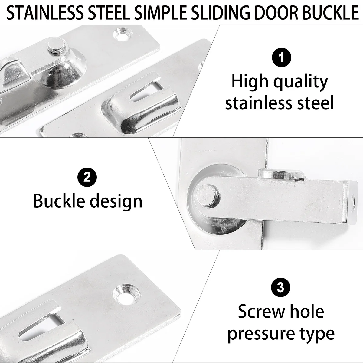 

Stainless Steel 90 Degree Door Lock Bolt Large Silver Sliding Latch Durable Security Lock for Indoor Outdoor Door Window