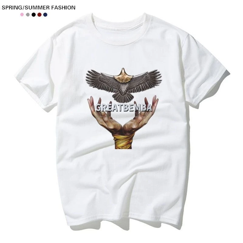 

European and American Casual Street Hip-hop High Street Crew Short-sleeved Women Couple's Clothing Loose Trend Eagle Printing