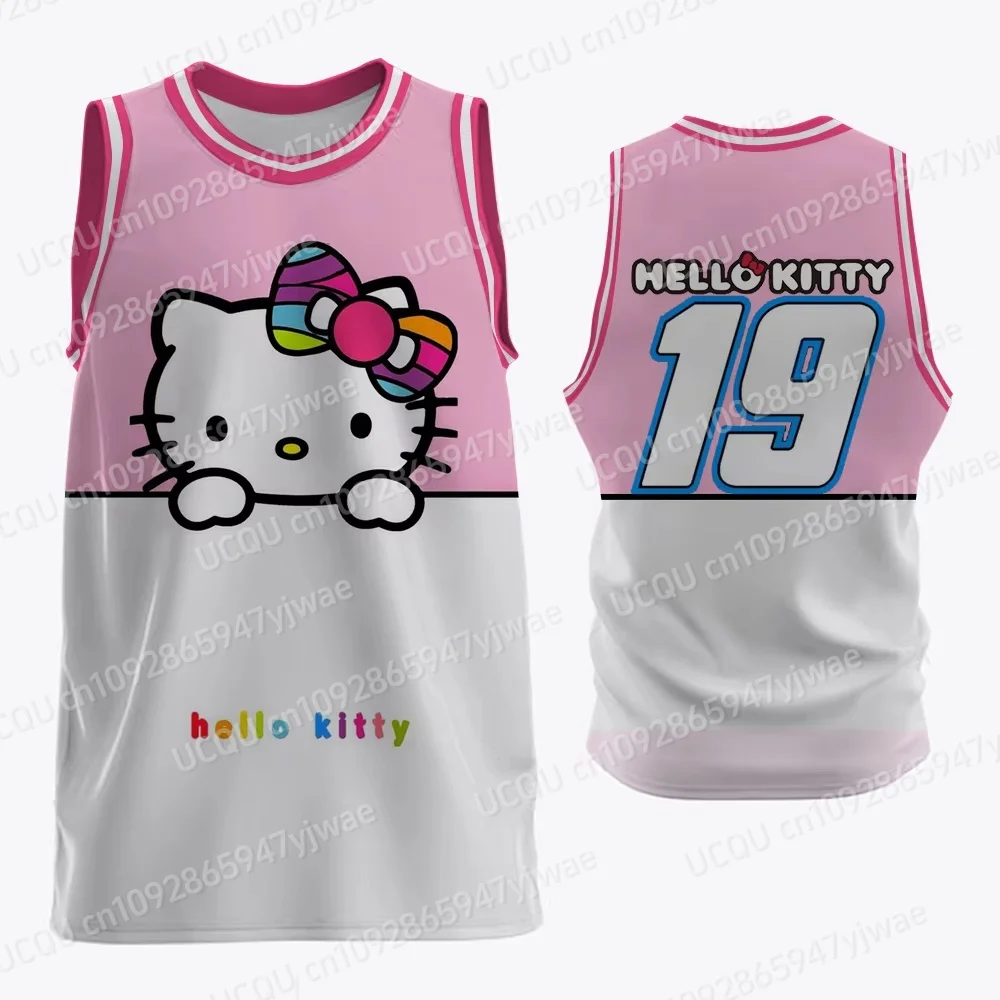 

2025 летняя женская баскетбольная майка Hello Kitty No 19 жилет без рукавов с 3d принтом футболка большого размера дышащая для женщин