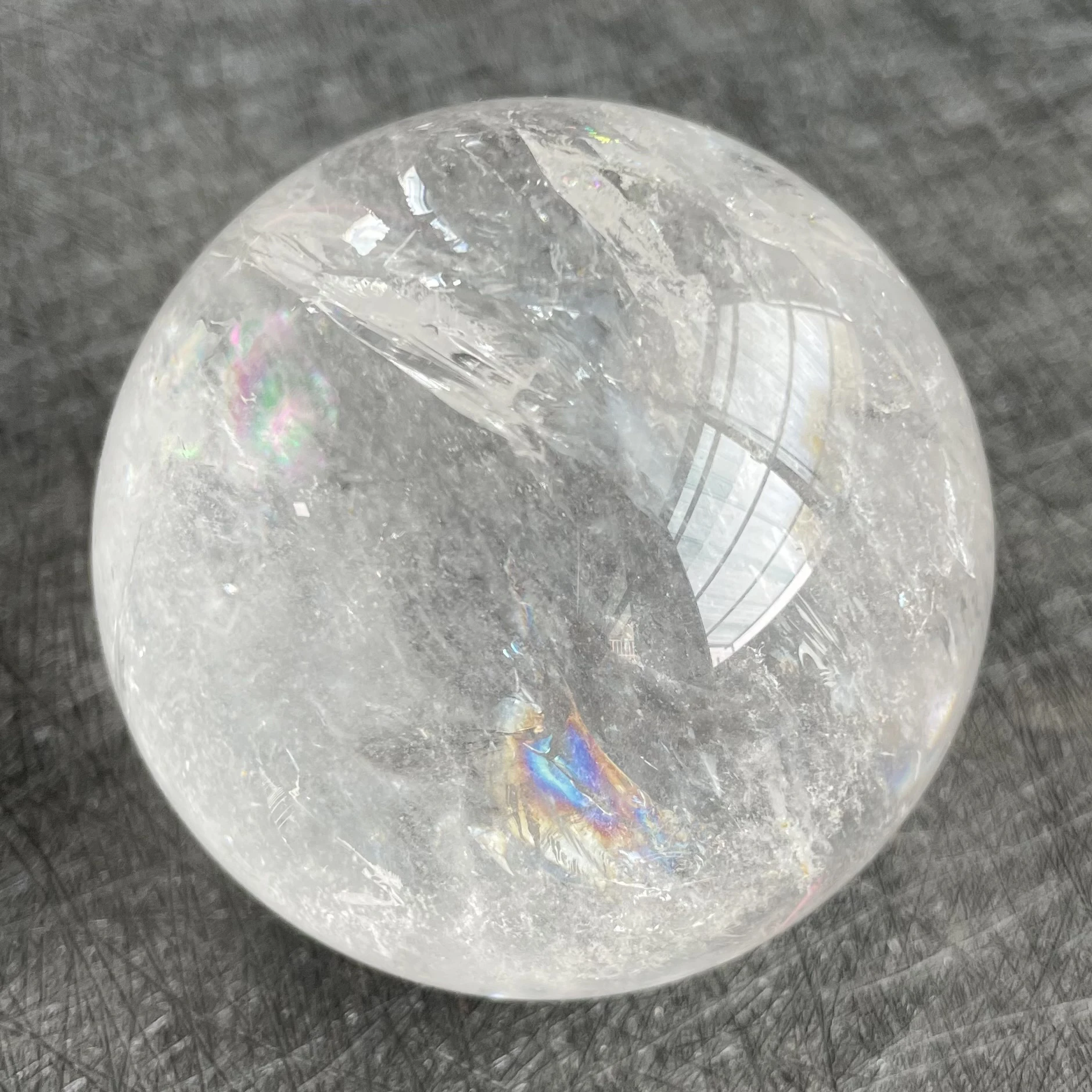 273g Natural Stone Clear Quartz Sphere Rainbow White Crystal Ball Rock Decoration Rough Polished Healing W11