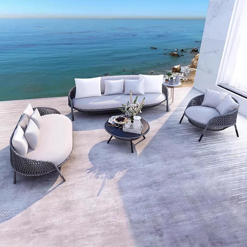 Outdoor Sofa Garden Furniture Sets Villa Chair Rattan Balcony Garden Furniture Sets Coffee Modern Conjunto Trendy Furniture