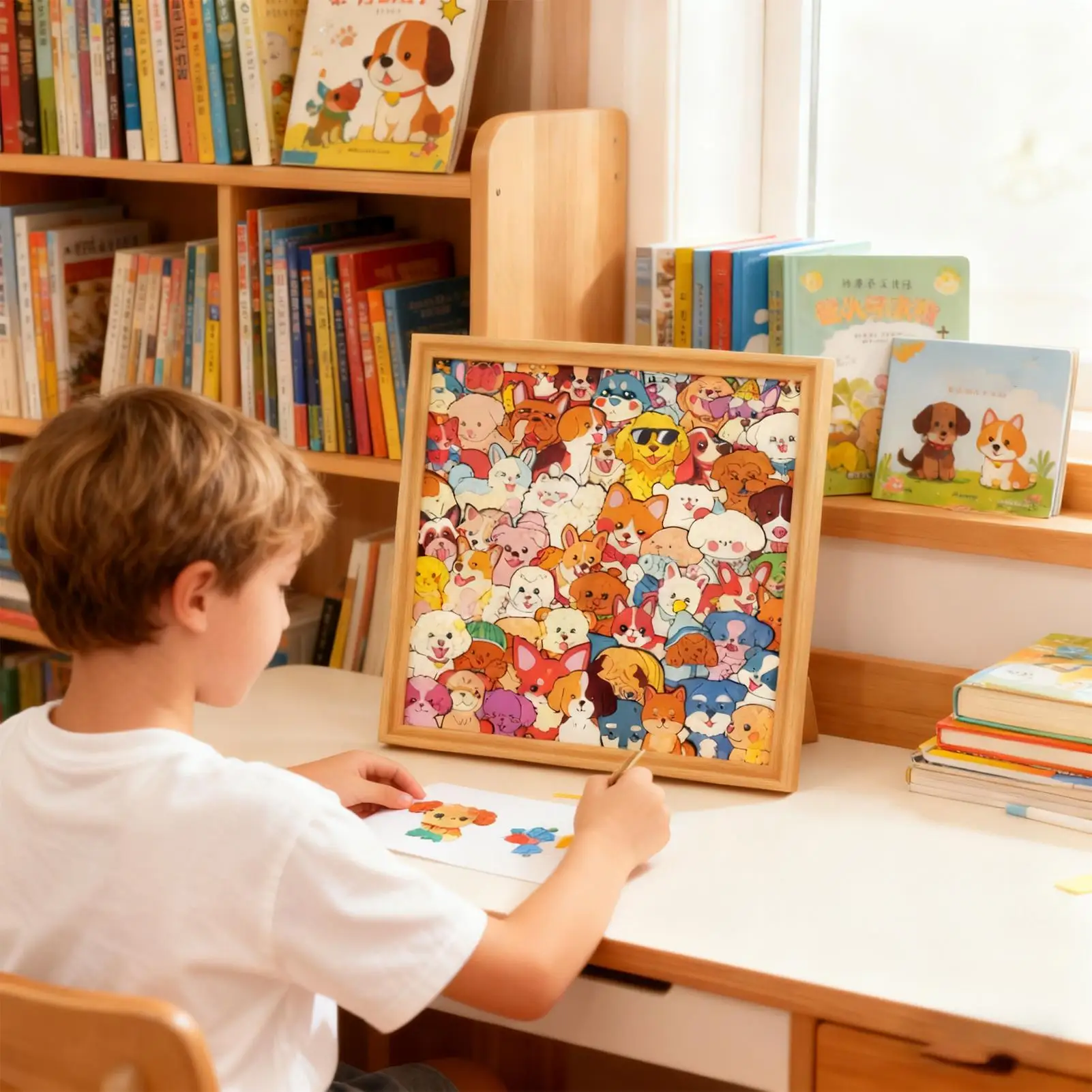 Couleur votre propre puzzle, cadre Photo de chien à colorier, Puzzle interactif en bois pour enfants, amoureux des animaux, jeu familial de collection