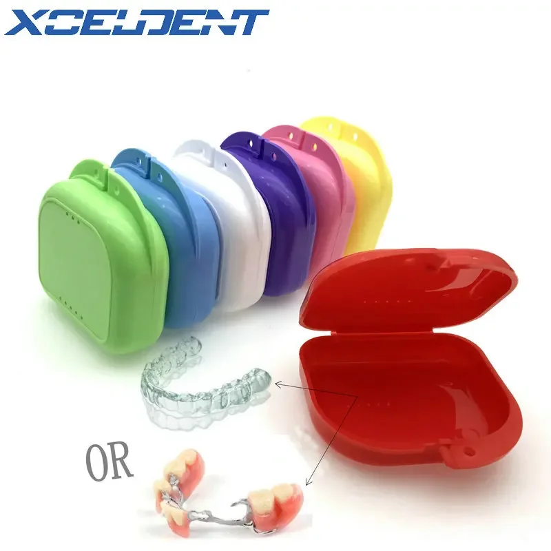 1pc Denture Storage Case Dental Orthodontic Retainer Box Mouthguard Container Supplie Tray Dentistry Supplies 6 Colors Optional