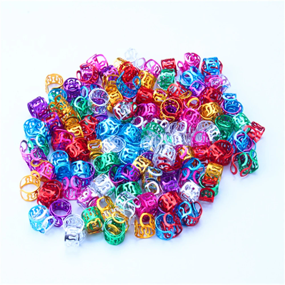 50pcs/Lot Adjustable Open Hair Rings for Braids Colorful Aluminum Hair Clips Dreadlock Beads Spiral Hair Pin Jewelry Accessories