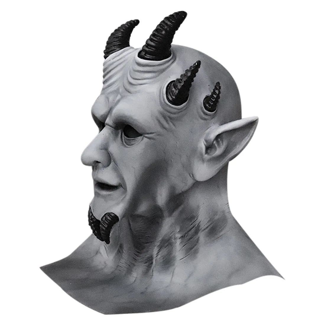 6-Eckige Dämonen-Teufel-Latexmaske Kopfbedeckung - Halloween-Grusel-Dekoration Gesichts-Horrormaske – Detail 3