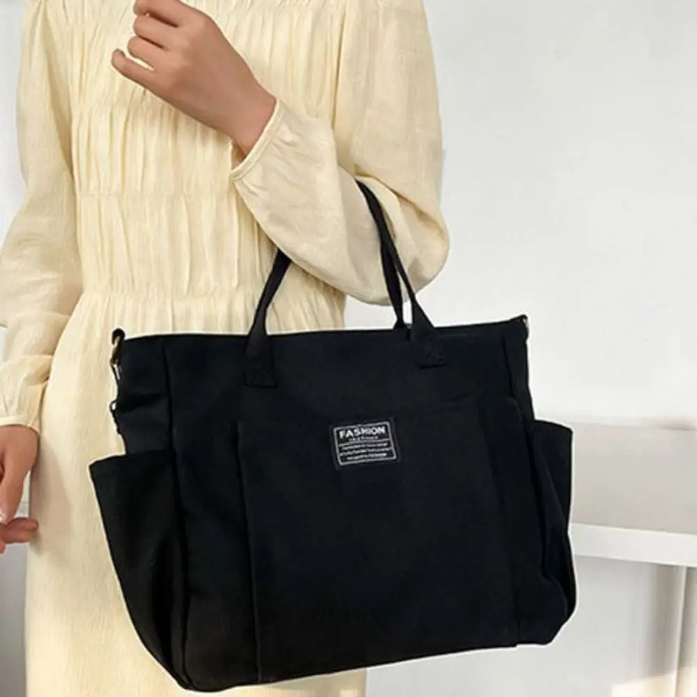 Ins سعة كبيرة قماش حمل حقيبة عادية بسيطة حقيبة تسوق حقيبة يد محمولة قماش حقيبة كتف السفر