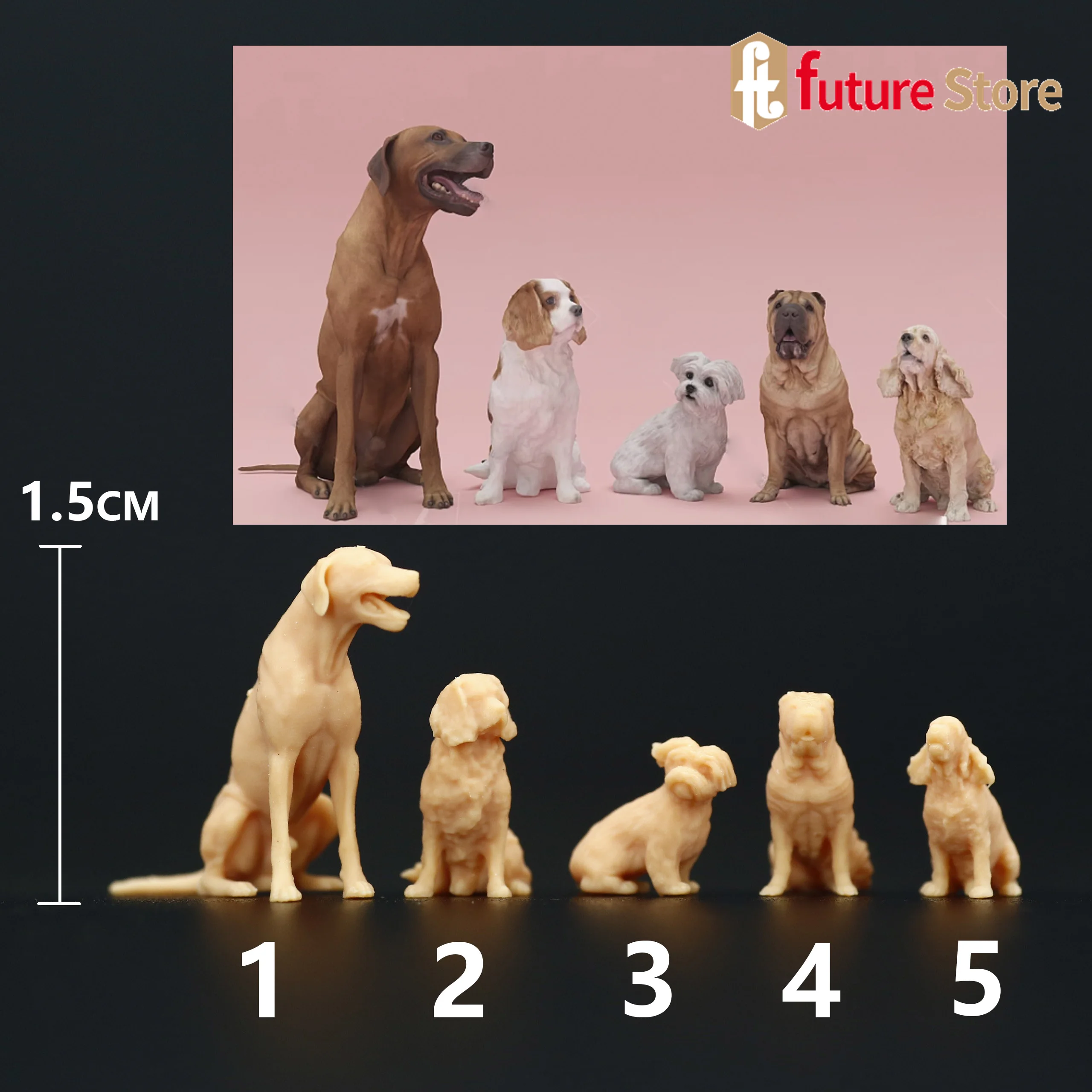 A277 1/87 1/64 1/43 Cute Dog Puppy Miniatures Figures Creative Scene Props Diorama Model For Cars Toys Micro Photography Collect