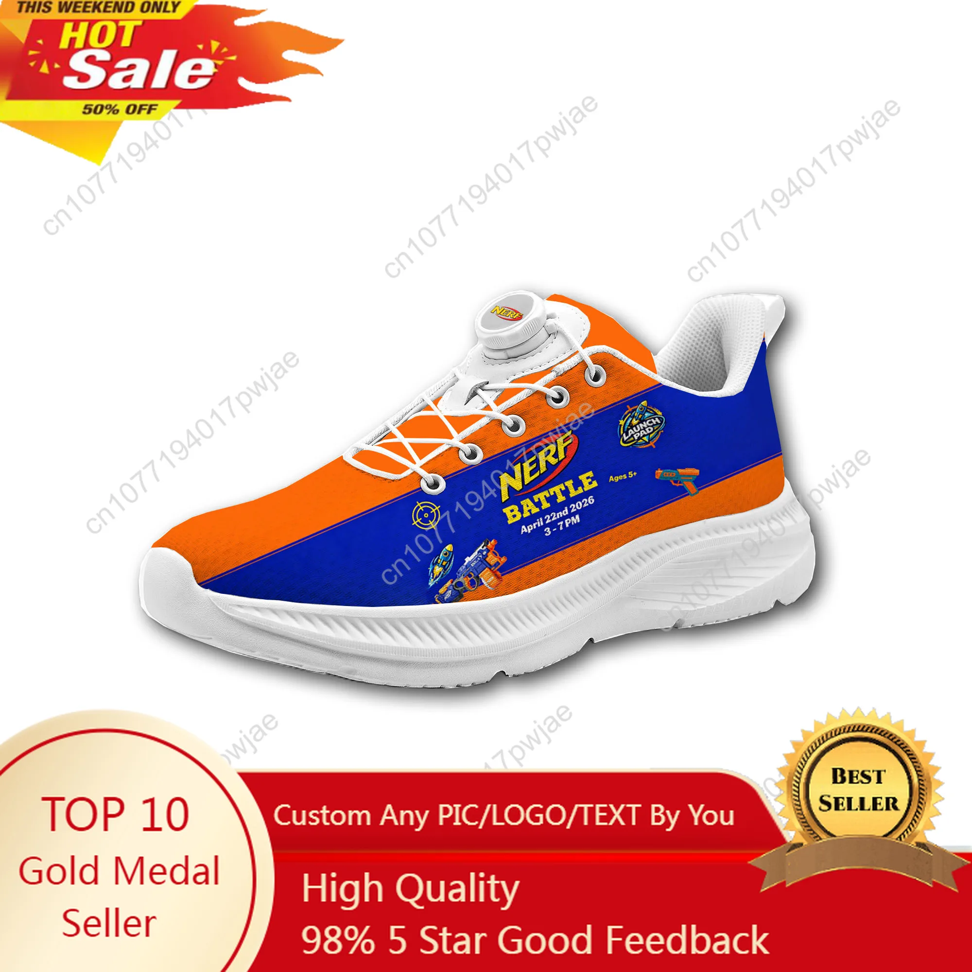 

Hasbro Nerf Theme for Adults Mens Womens Casual Hiking Shoes Laceless Rotating Button Sports Shoes lightweight Custom Sneaker
