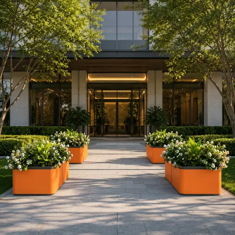 for Modern Outdoor Metal Planter Box Commercial Garden Flower Container Square Decorative Planter Custom Color Landscape