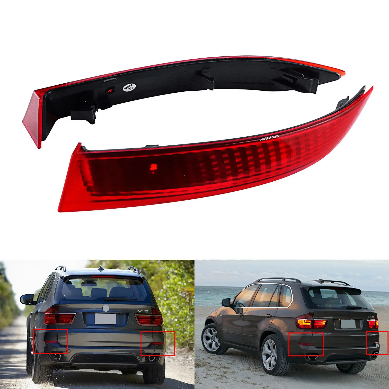 For BMW X5 E70 LCI 2010-13 Left+Right Red Lens Rear Bumper Reflector Light Cover