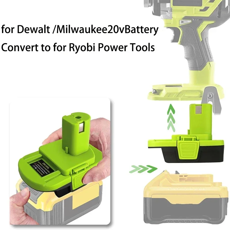 DM18RL Battery Adapter Converter with USB for Makita/Dewalt/Milwaukee 18V Li-Ion Battery Convert to for Roybi 18V Tools