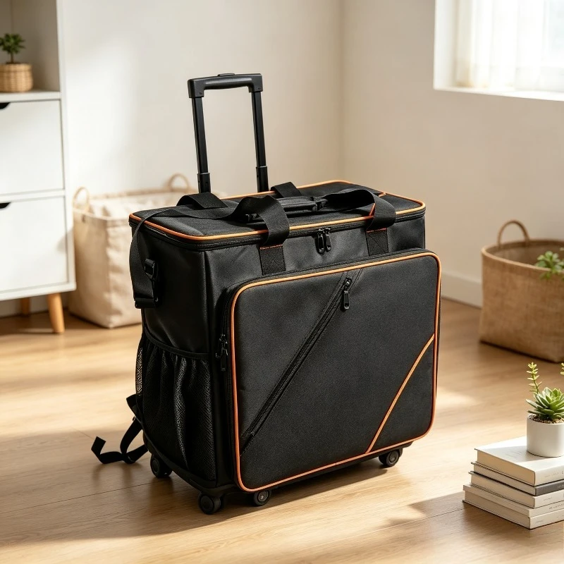 Desktop PC Rolling Storage Bag, Shockproof Computer Tower Travel Case with Handle, Portable Monitor Suitcase for Gaming Gear.