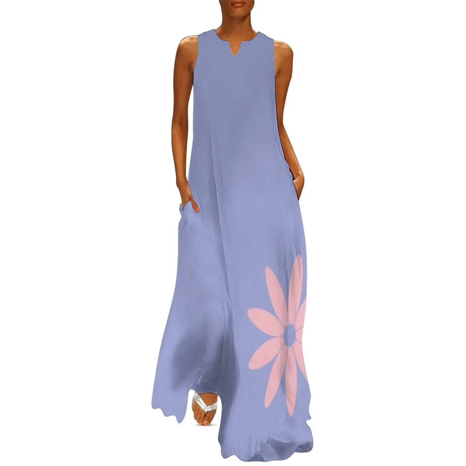 Flower Power-Jumbo Pink on Lavender vestido largo ropa de mujer trajes de verano para mujer 2025 ropa de mujer Corea elegante