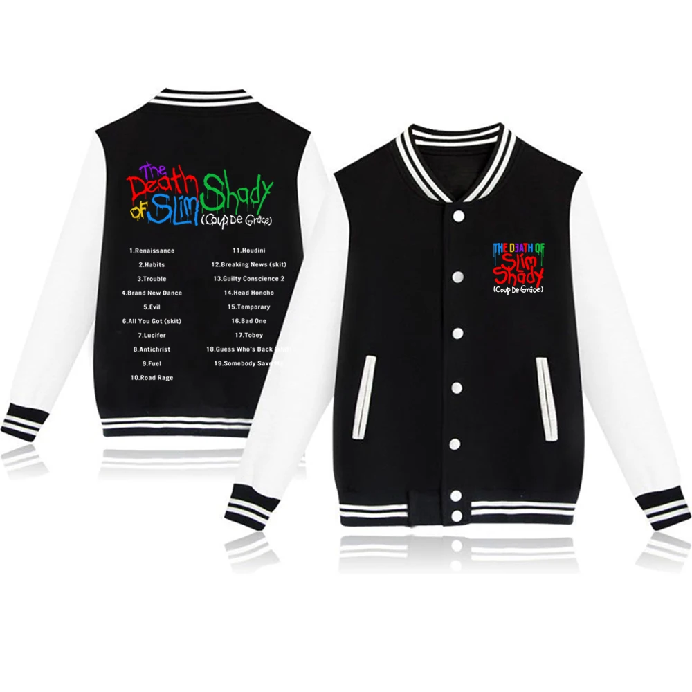 Eminem New Album The Death of Slim Shady Coup De Grace Tracklist Hoodie Baseball Uniform Coat Casual Men\'s Fashion Jacket